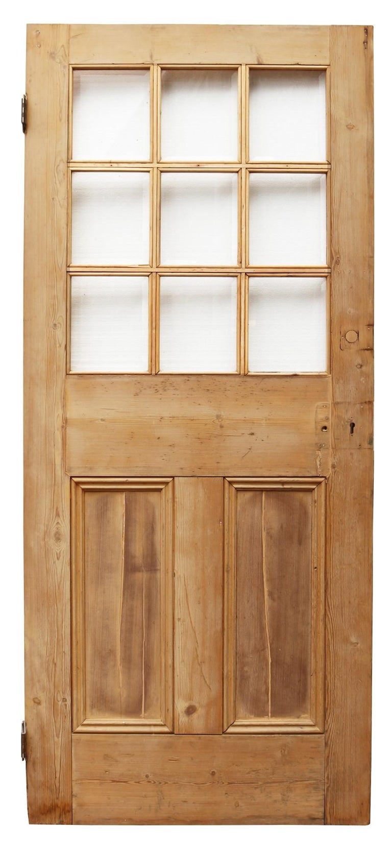 Reclaimed Pine Door with Glass Panel For Sale at 1stDibs