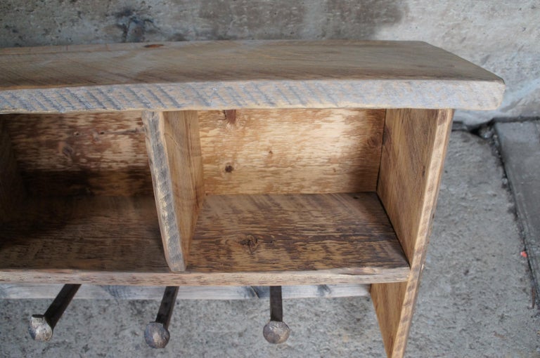 Reclaimed Pine Hanging Wall Cubby Hall Tree Shelf Railroad Spikes Aspen