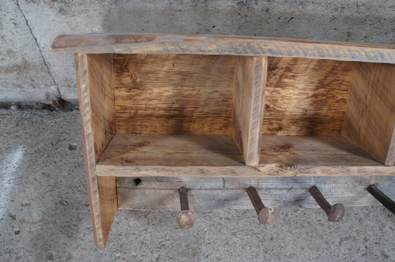 Reclaimed Pine Hanging Wall Cubby Hall Tree Shelf Railroad Spikes Aspen