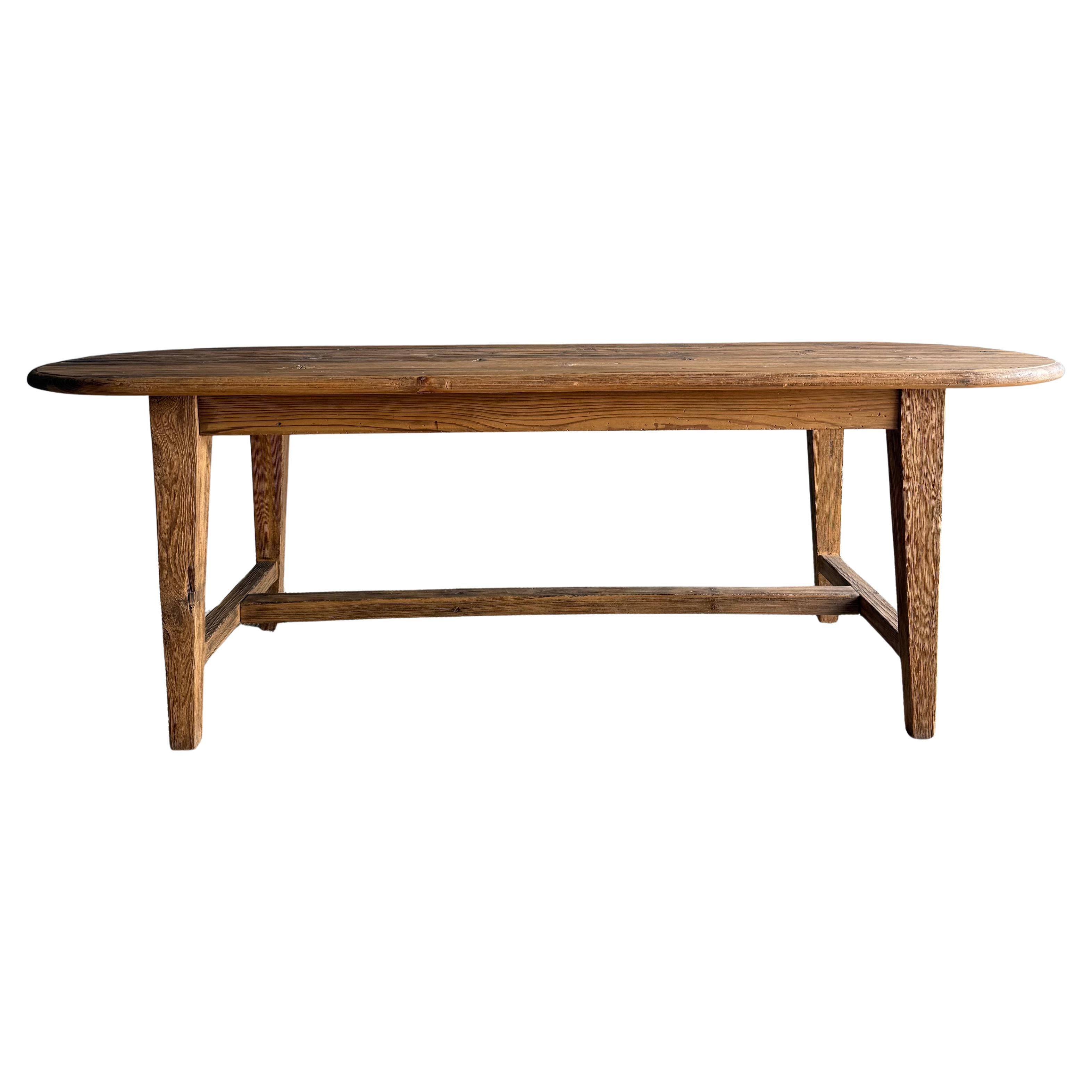 Table de salle à manger ovale en pin recyclé Style fermier européen