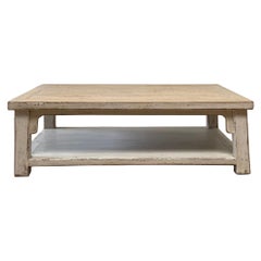 Reclaimed Pine Oversized Coffee Table with White Painted Legs