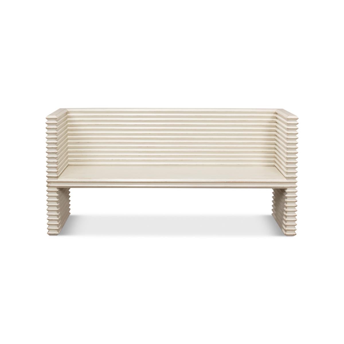 Crafted with precision and painted in a soothing antique white, this bench exudes rustic charm. The reclaimed pine adds character, telling a story of history and sustainability. Elevate your home décor with this unique piece that effortlessly blends