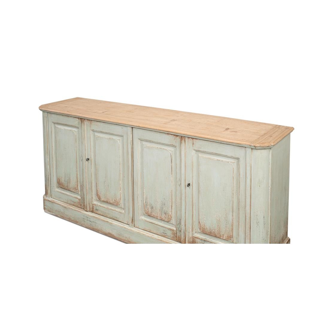 Asian Reclaimed Pine Sage Buffet Sideboard For Sale