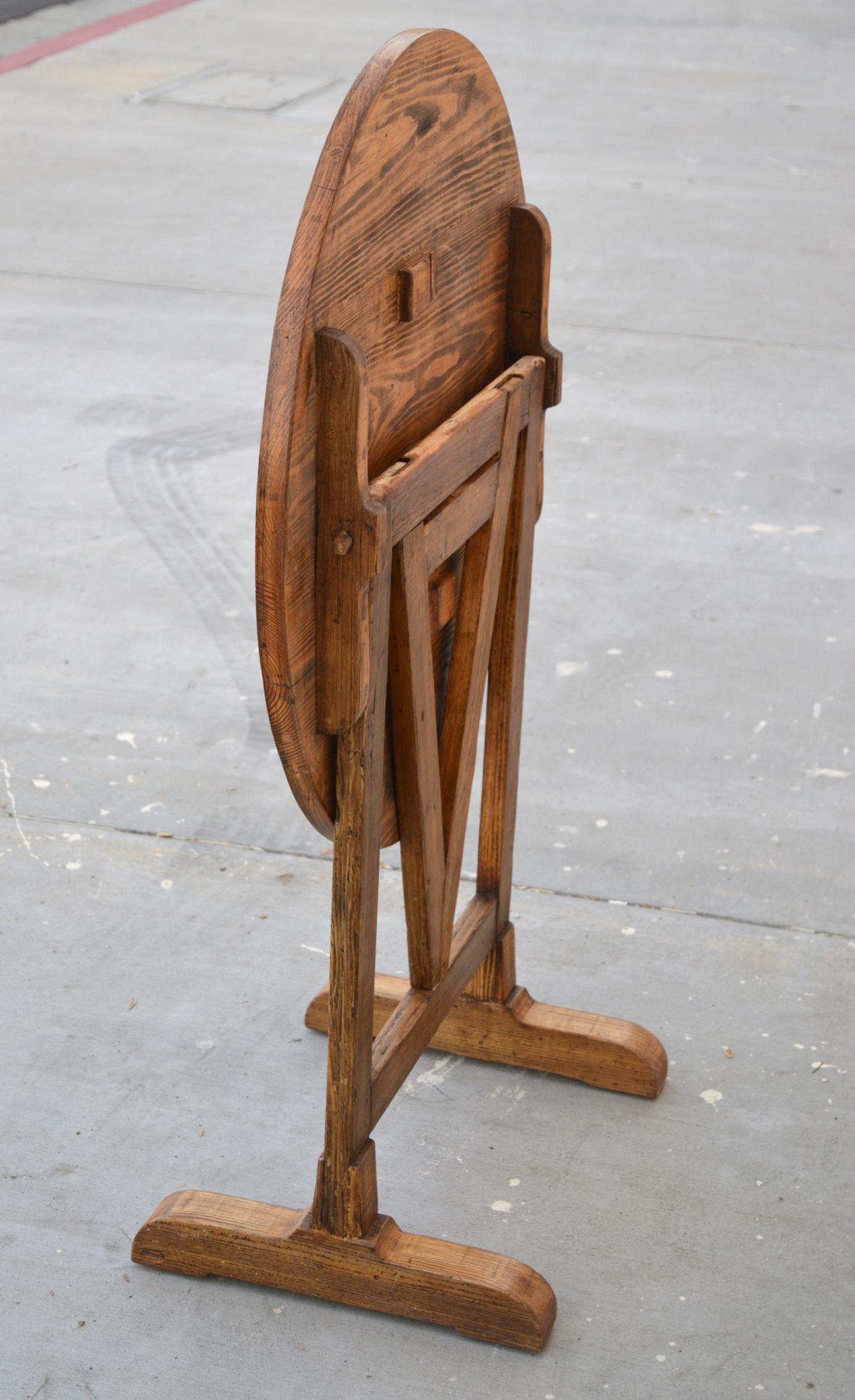 Hand-Crafted Clemmie Tilt-Top Table in Reclaimed Pine For Sale