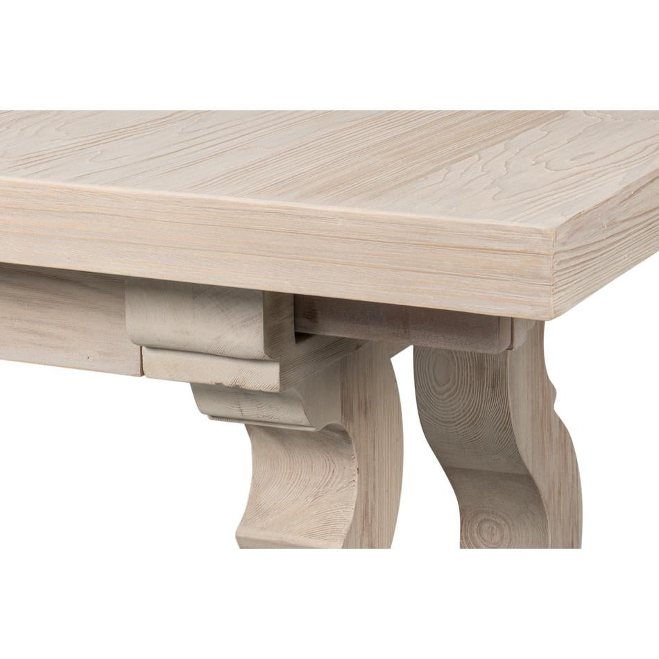 Contemporary Reclaimed Pine Whitewash Dining Table For Sale