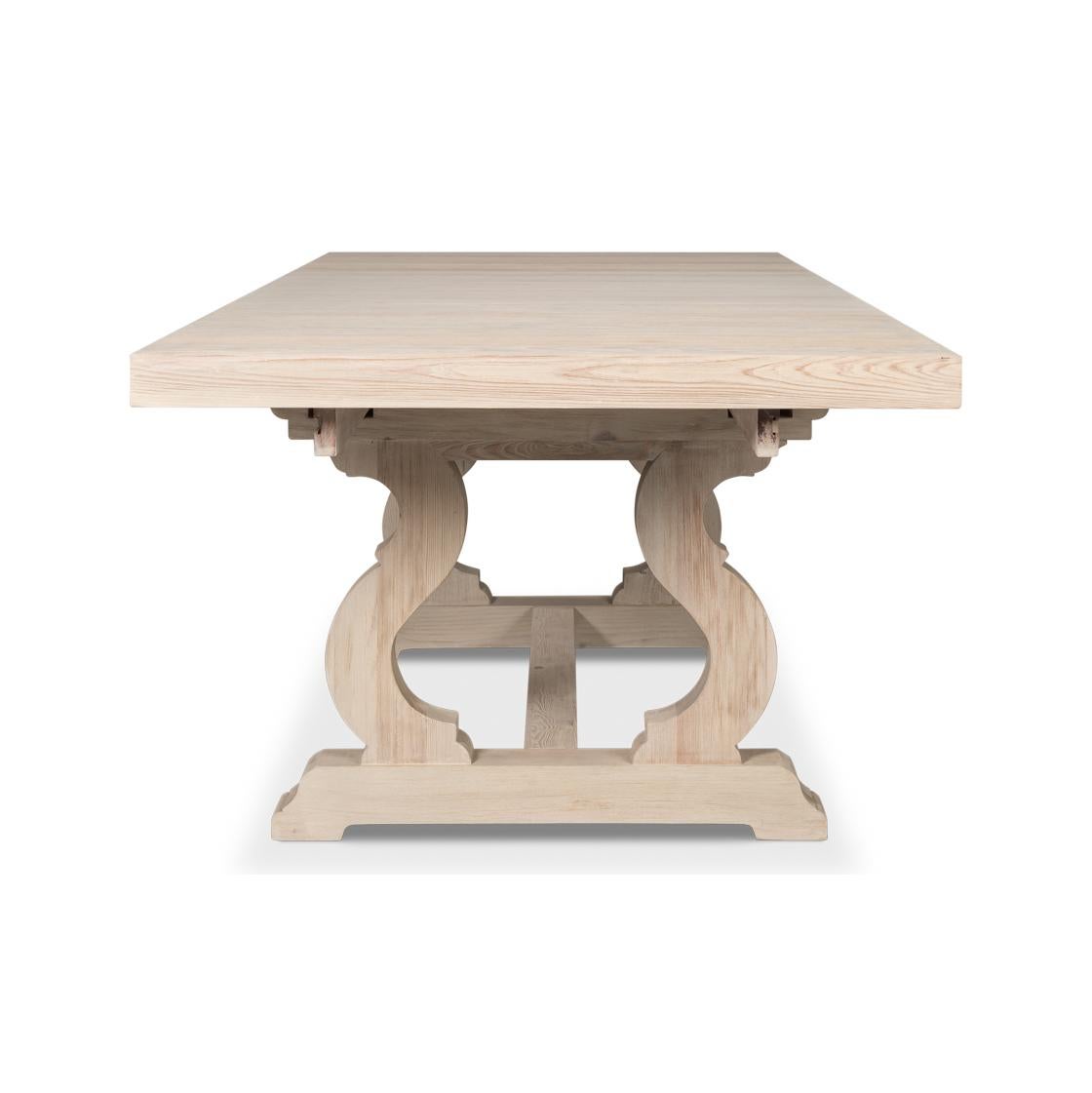 Wood Reclaimed Pine Whitewash Dining Table For Sale
