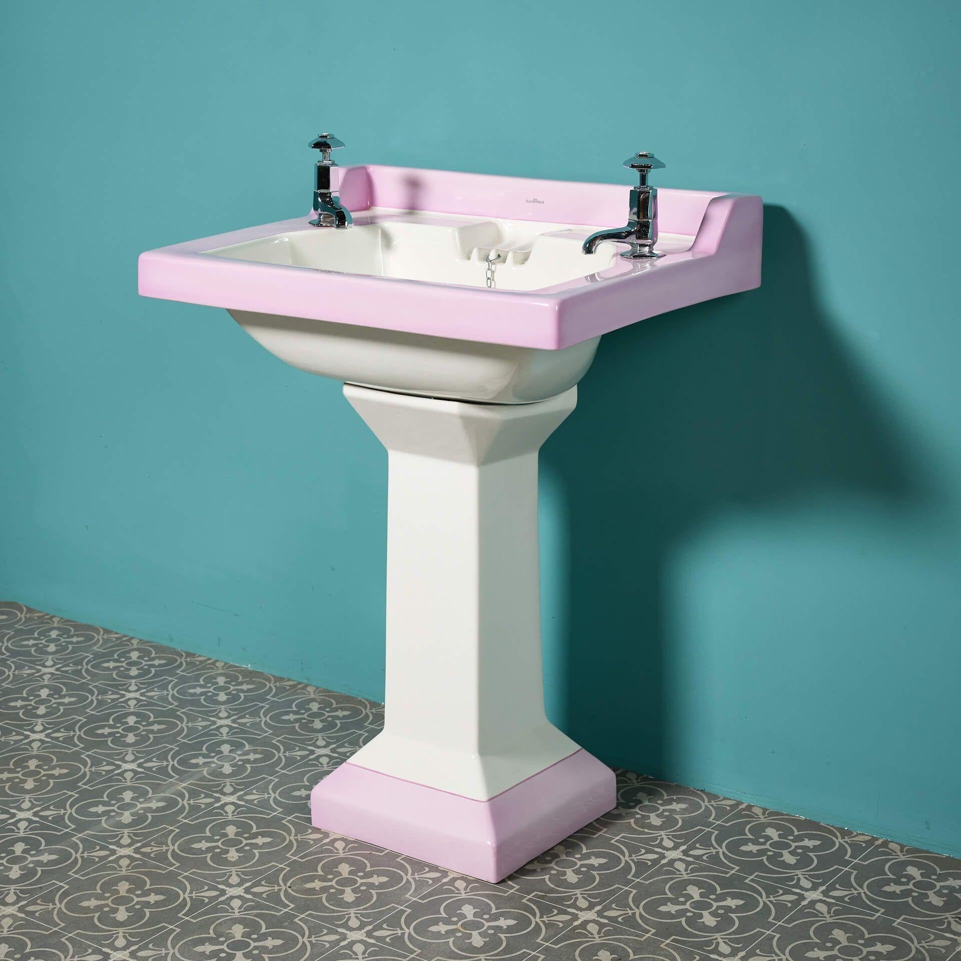 French Reclaimed Pountney & Co Art Deco Pedestal Sink For Sale