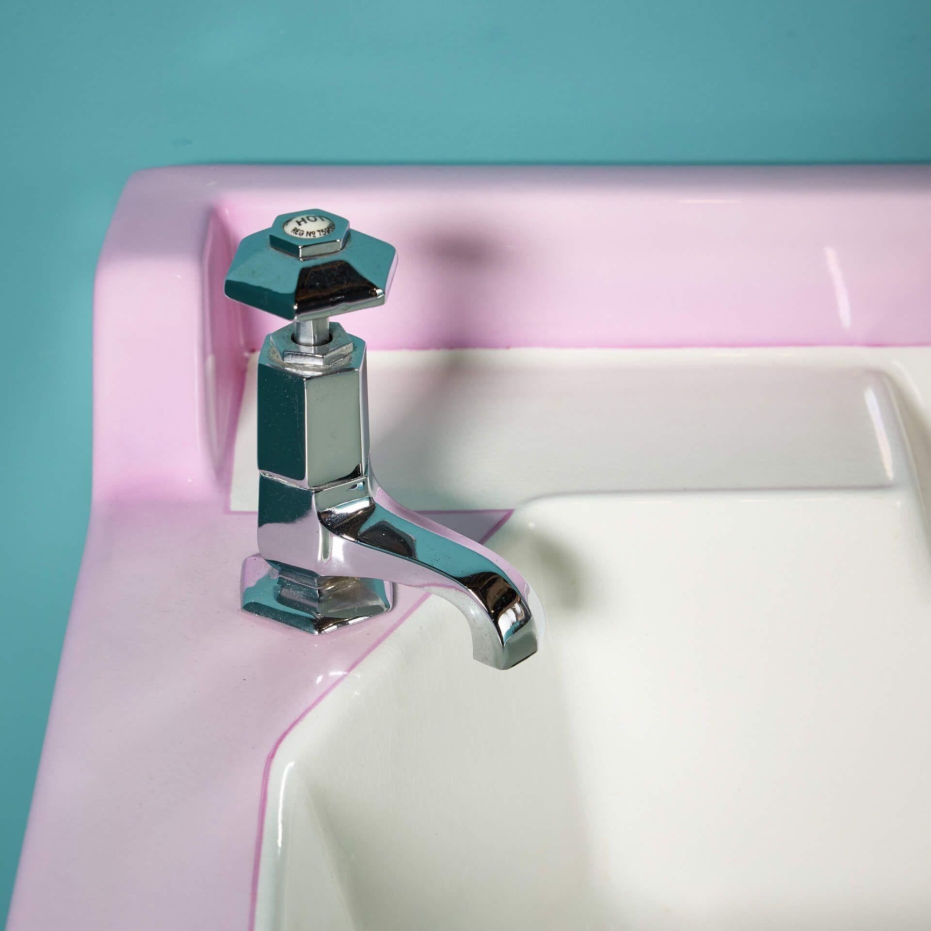 Ceramic Reclaimed Pountney & Co Art Deco Pedestal Sink For Sale