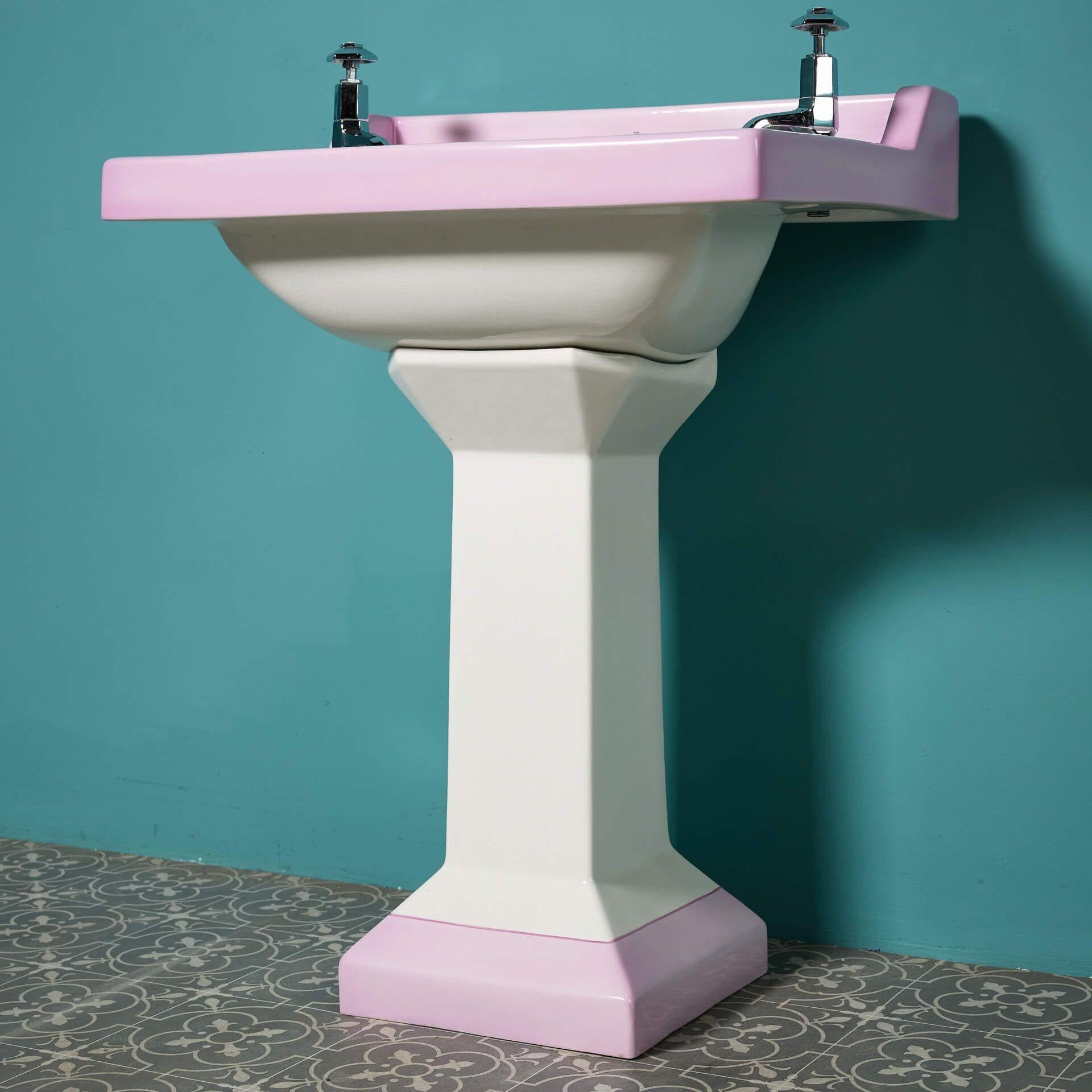 Reclaimed Pountney & Co Art Deco Pedestal Sink For Sale 1