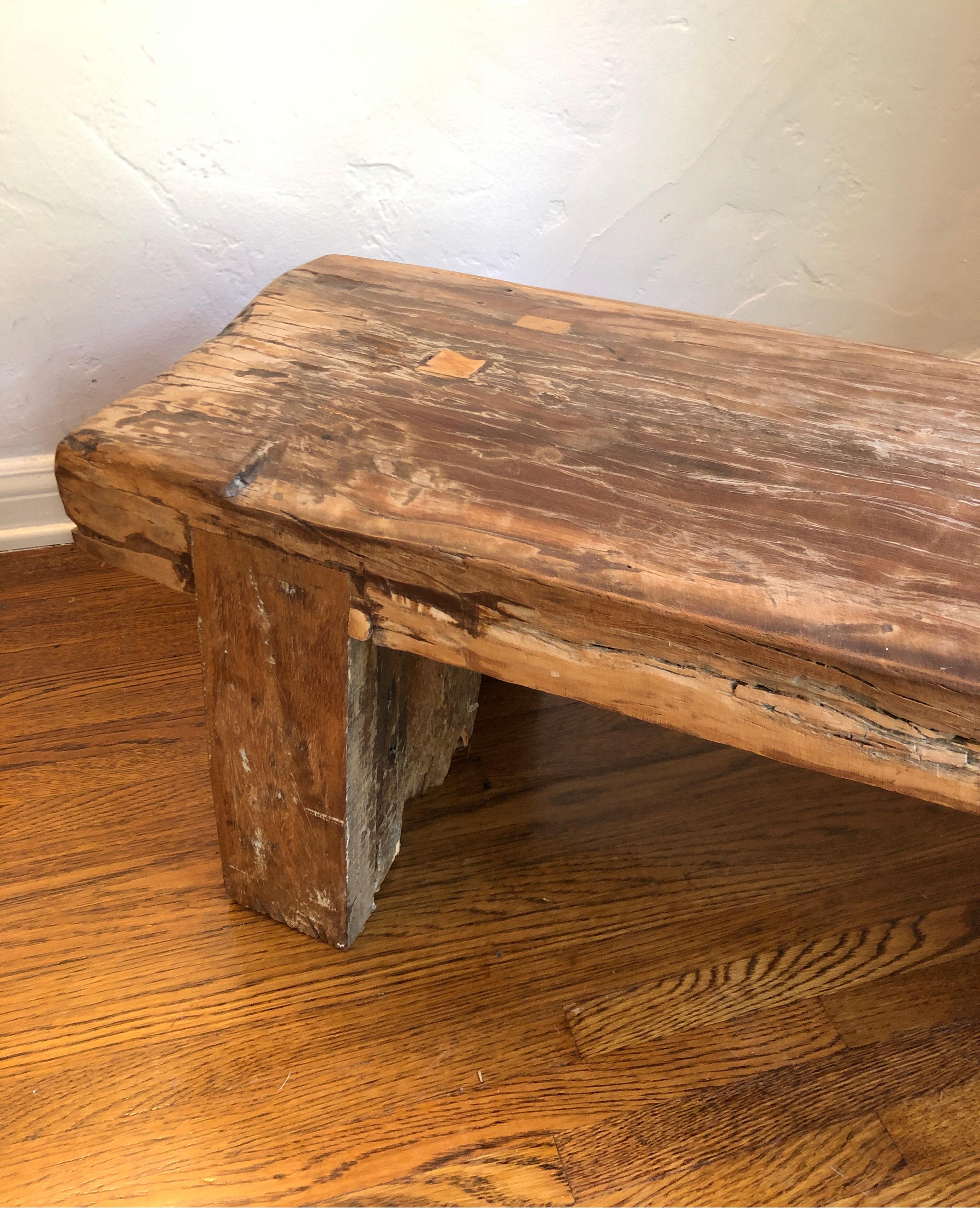 rustic wood bench