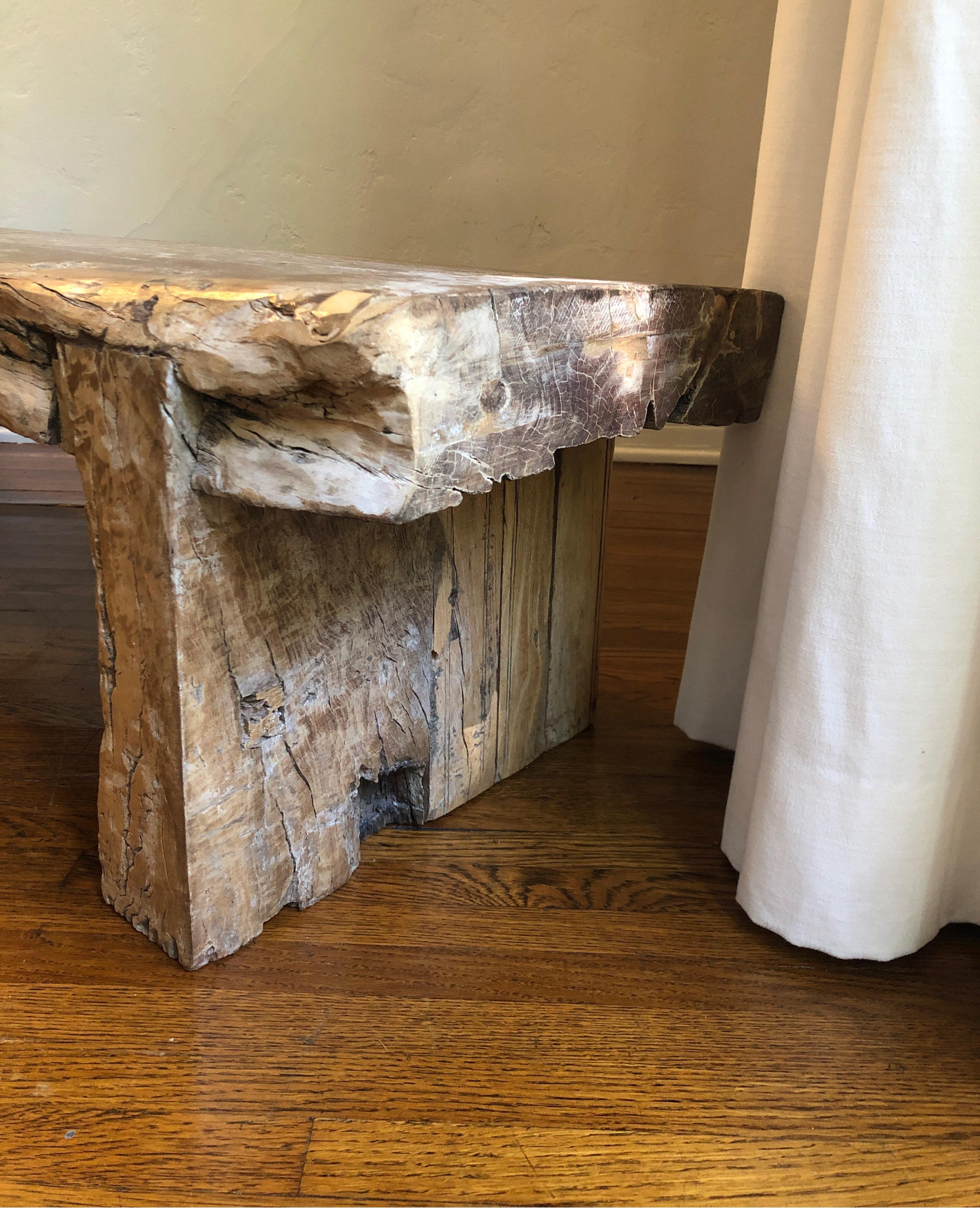 Reclaimed Primitive Wood Bench or Coffee Table In Good Condition In Los Angeles, CA