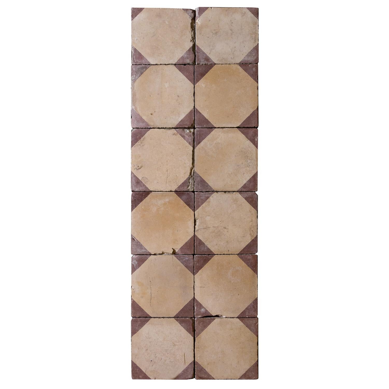 Reclaimed Red and Beige Octagonal Tiles