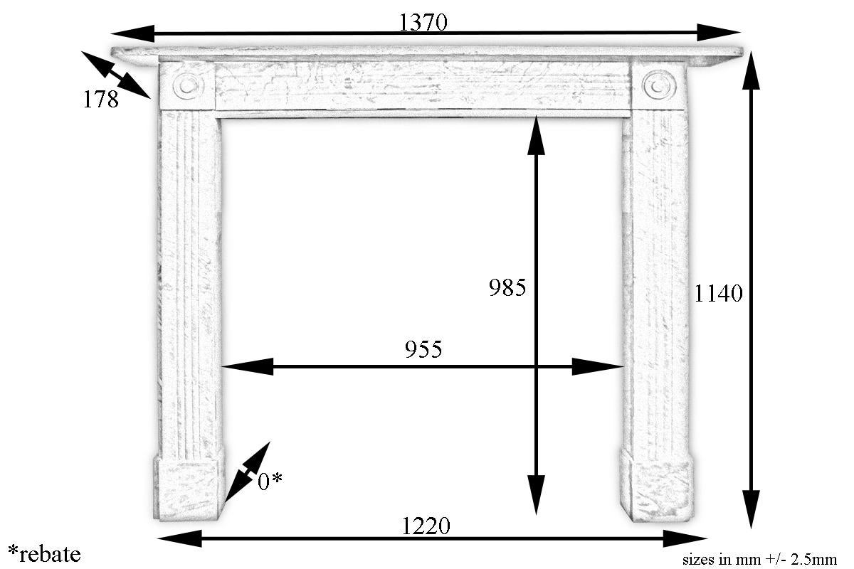 English Reclaimed Regency Bullseye Fireplace Surround in Grey Bardiglio Marble