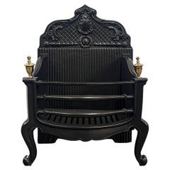 Retro Reclaimed Rococo Cast Iron Fire Basket with Finials
