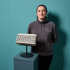 Reclaimed Roman Style Mosaic Floor Fragment on Stand