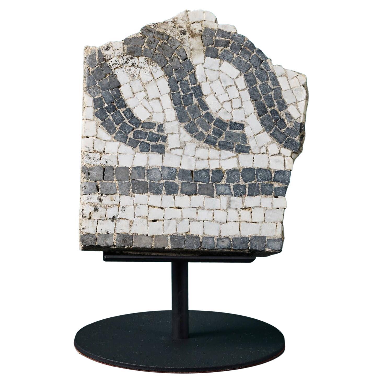 Reclaimed Roman Style Mosaic Fragment on Stand For Sale