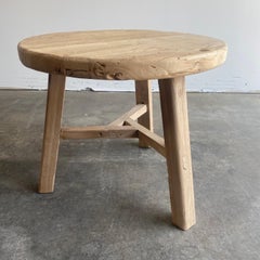 Reclaimed Round Elm Wood Side Table