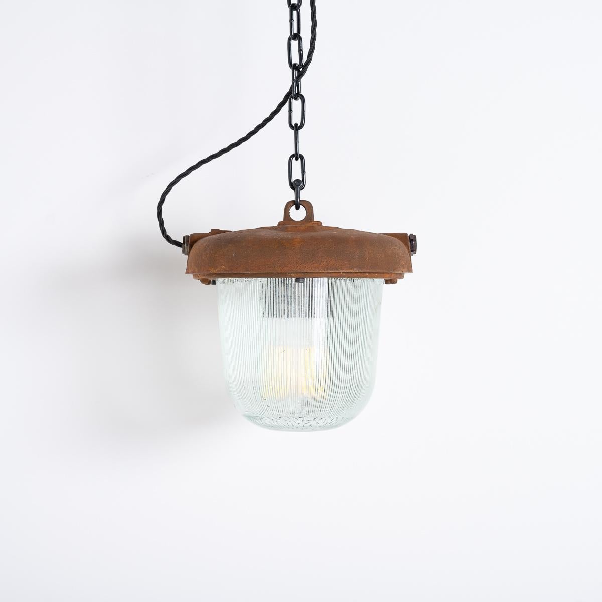 LARGE INDUSTRIAL RUSTED PENDANT LIGHTS

PRICE IS PER LIGHT

Original industrial pendants recovered from the former Eastern Bloc.

Manufactured by Polam Wilkasy circa 1960.

Heavy cast steel construction finished in our rusted finish and prismatic