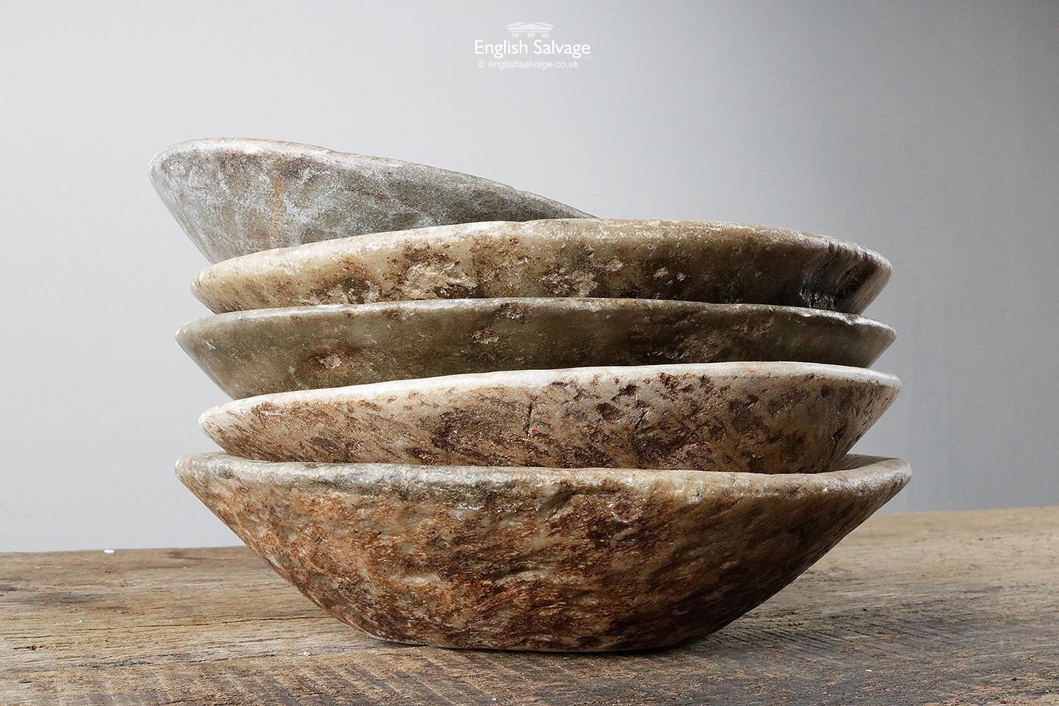 Reclaimed Rustic Marble Bowls, 20th Century For Sale 1