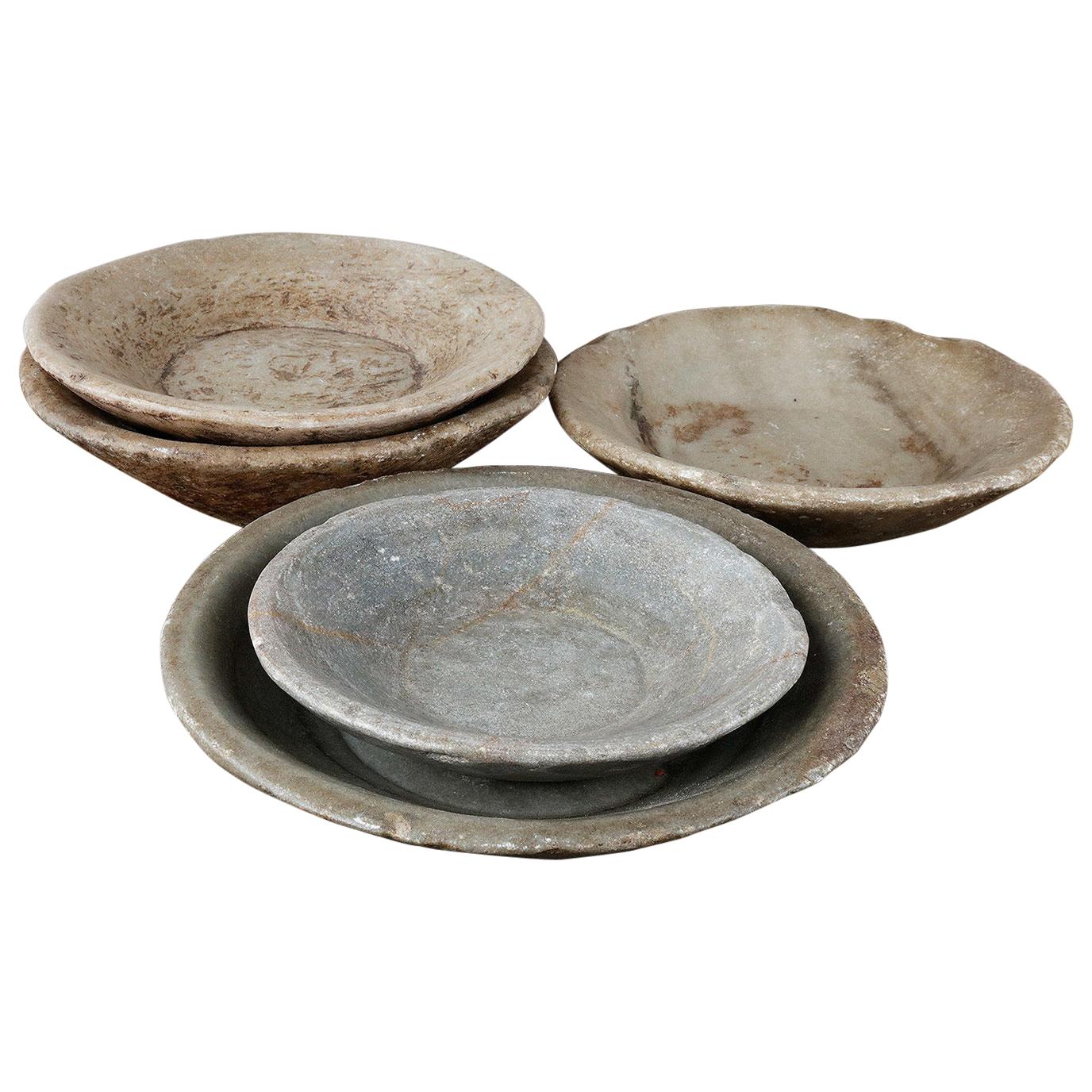 Reclaimed Rustic Marble Bowls, 20th Century For Sale