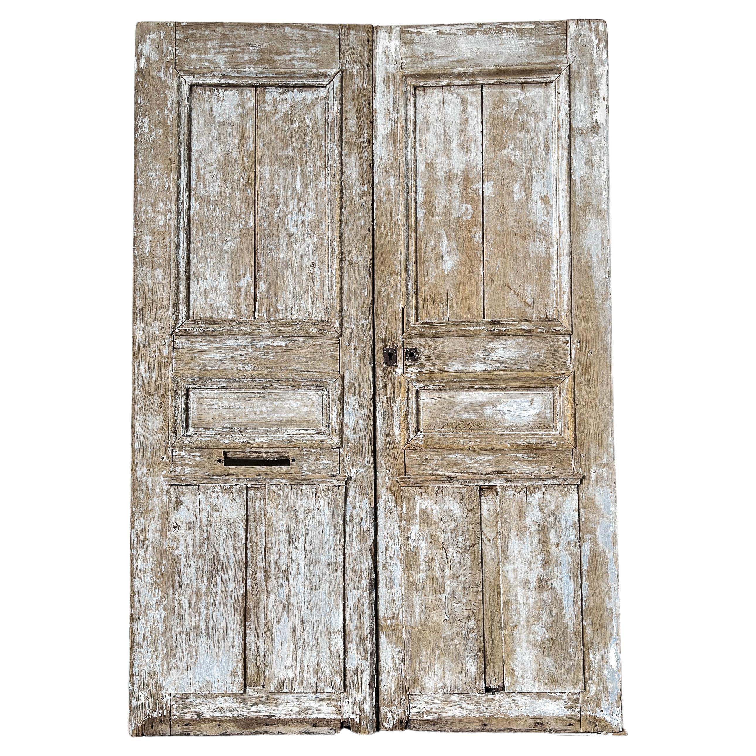 Reclaimed Rustic Oak French Exterior Doors For Sale