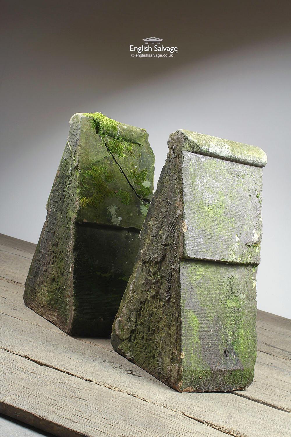 Reclaimed Sandstone Triangular Finials, 20th Century In Good Condition For Sale In London, GB