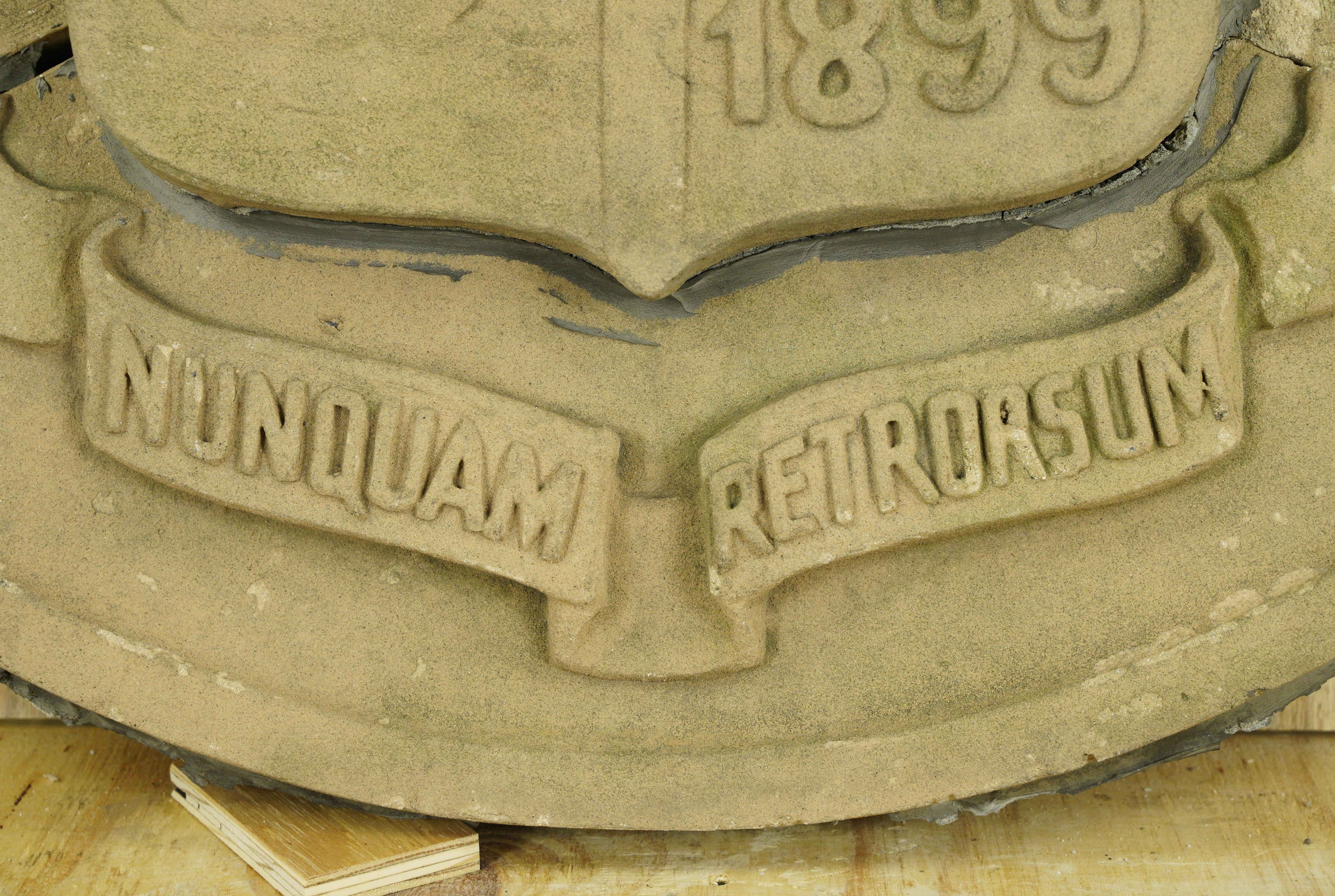 20th Century Reclaimed Seal of New Rochelle NY Terra Cotta Medallion For Sale
