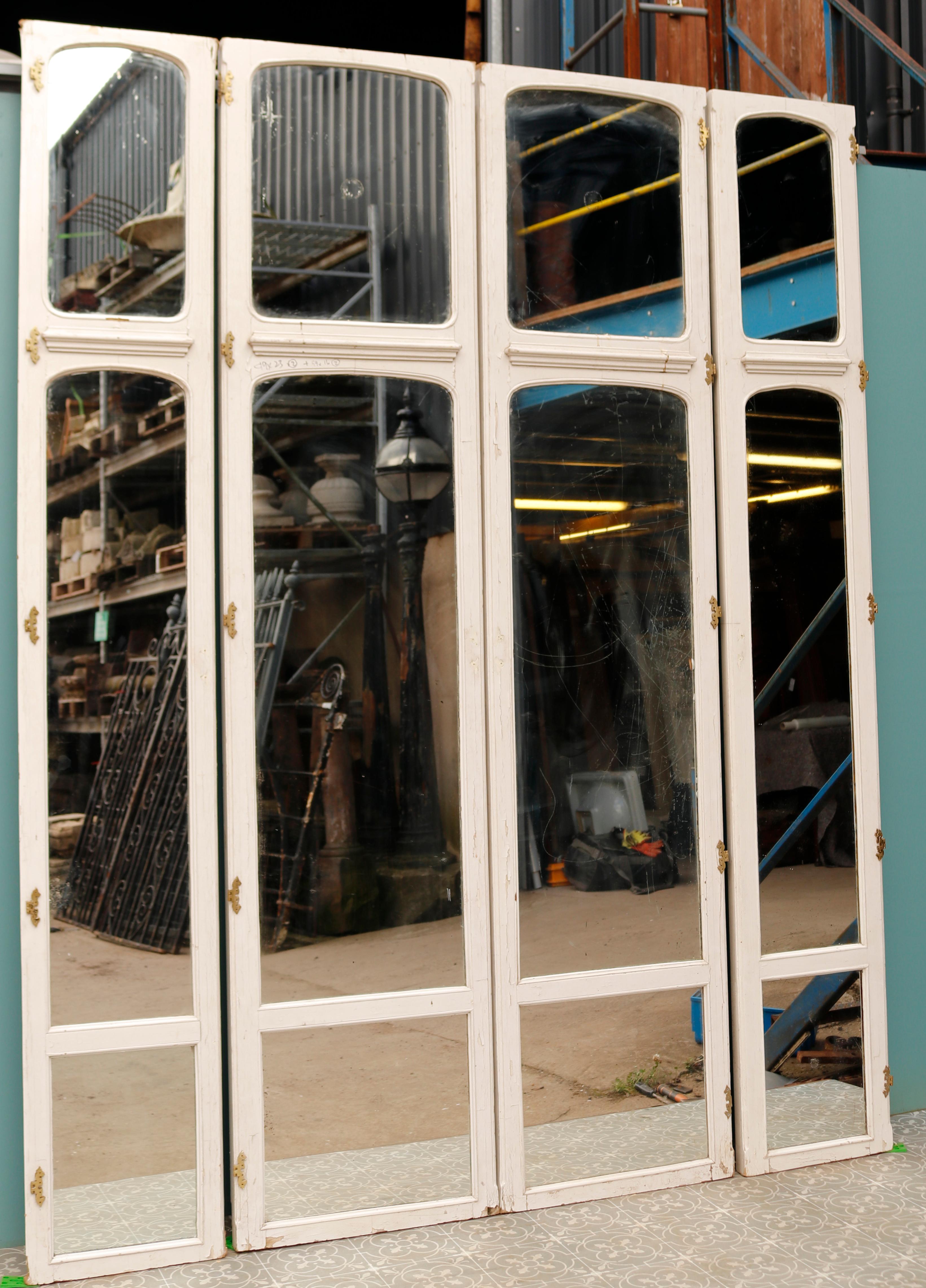 Reclaimed Set of Four Walnut Mirrored Doors In Good Condition For Sale In Wormelow, Herefordshire