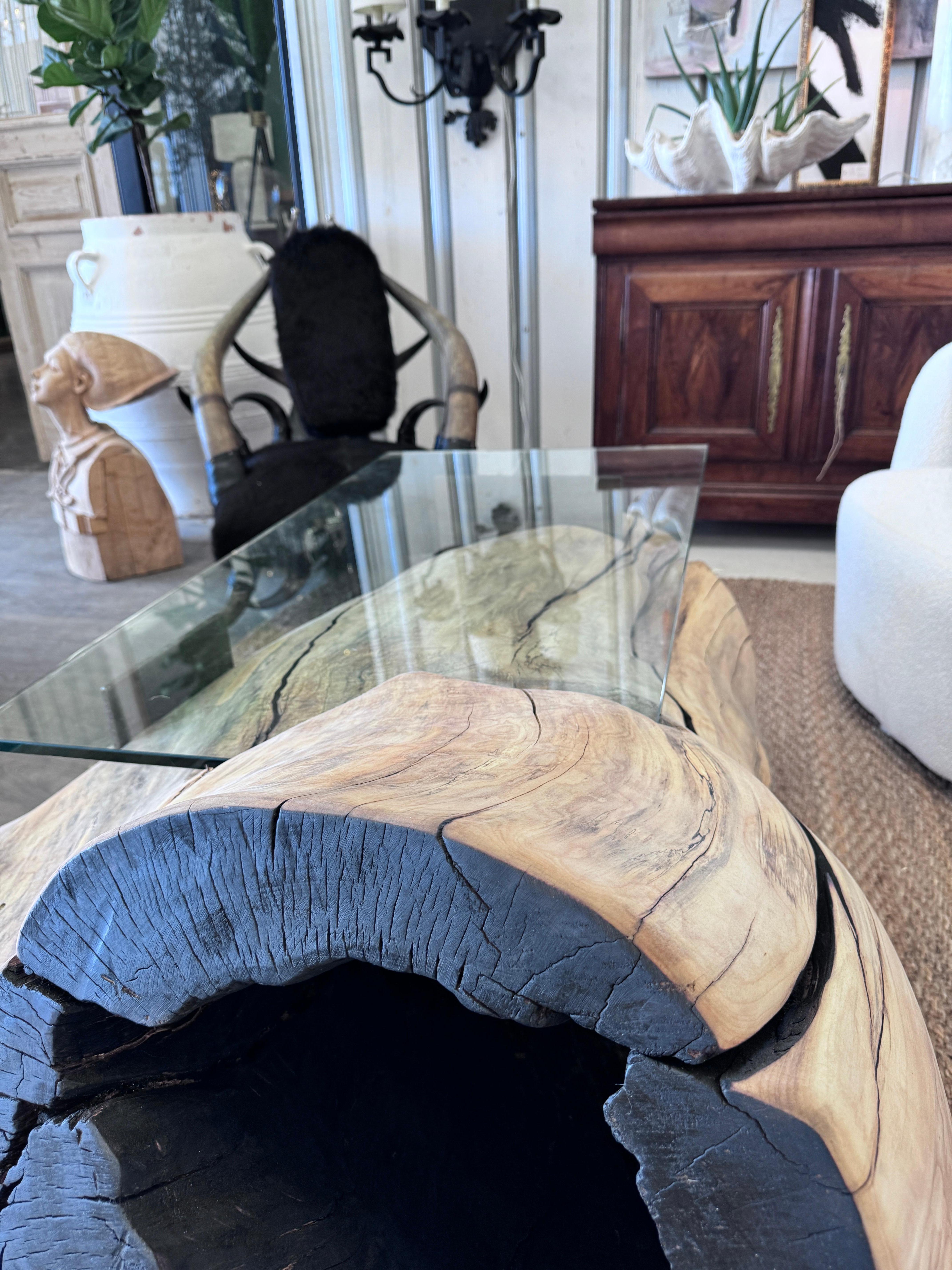 Nordamericano Tavolo in acero argentato bonificato lavorato a mano con Sho Sugi Ban in vendita