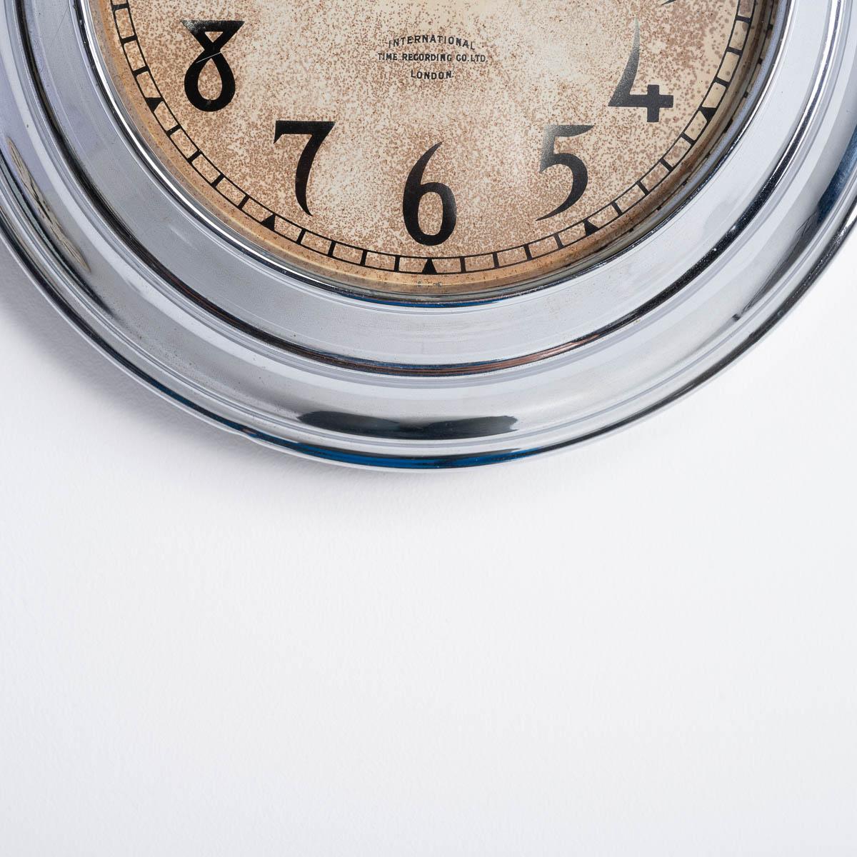 Spun Reclaimed Small Chrome Wall Clock by 'ITR' International Time Recording Co Ltd For Sale