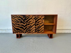 Reclaimed Solid Mahogany Wood and Velvet Dresser, Handcrafted by Rafael Calvo