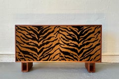 Reclaimed Solid Mahogany Wood and Velvet Dresser, Handcrafted by Rafael Calvo