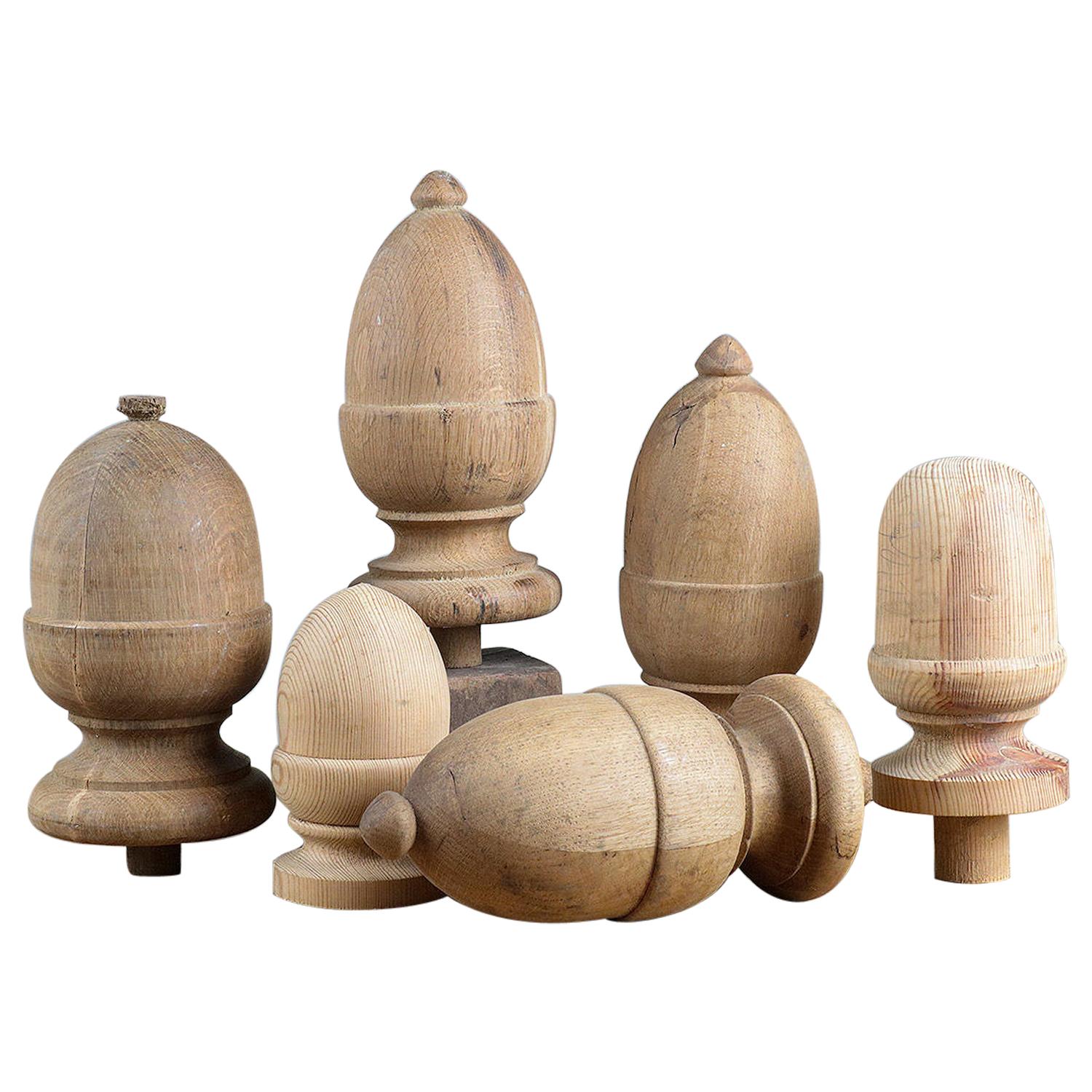 Reclaimed Solid Wood Finials or Post Tops, 20th Century For Sale at 1stDibs