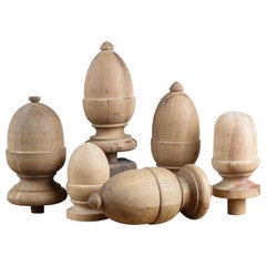 Reclaimed Solid Wood Finials or Post Tops, 20th Century