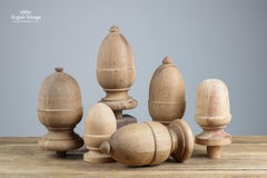 Reclaimed Solid Wood Finials or Post Tops, 20th Century