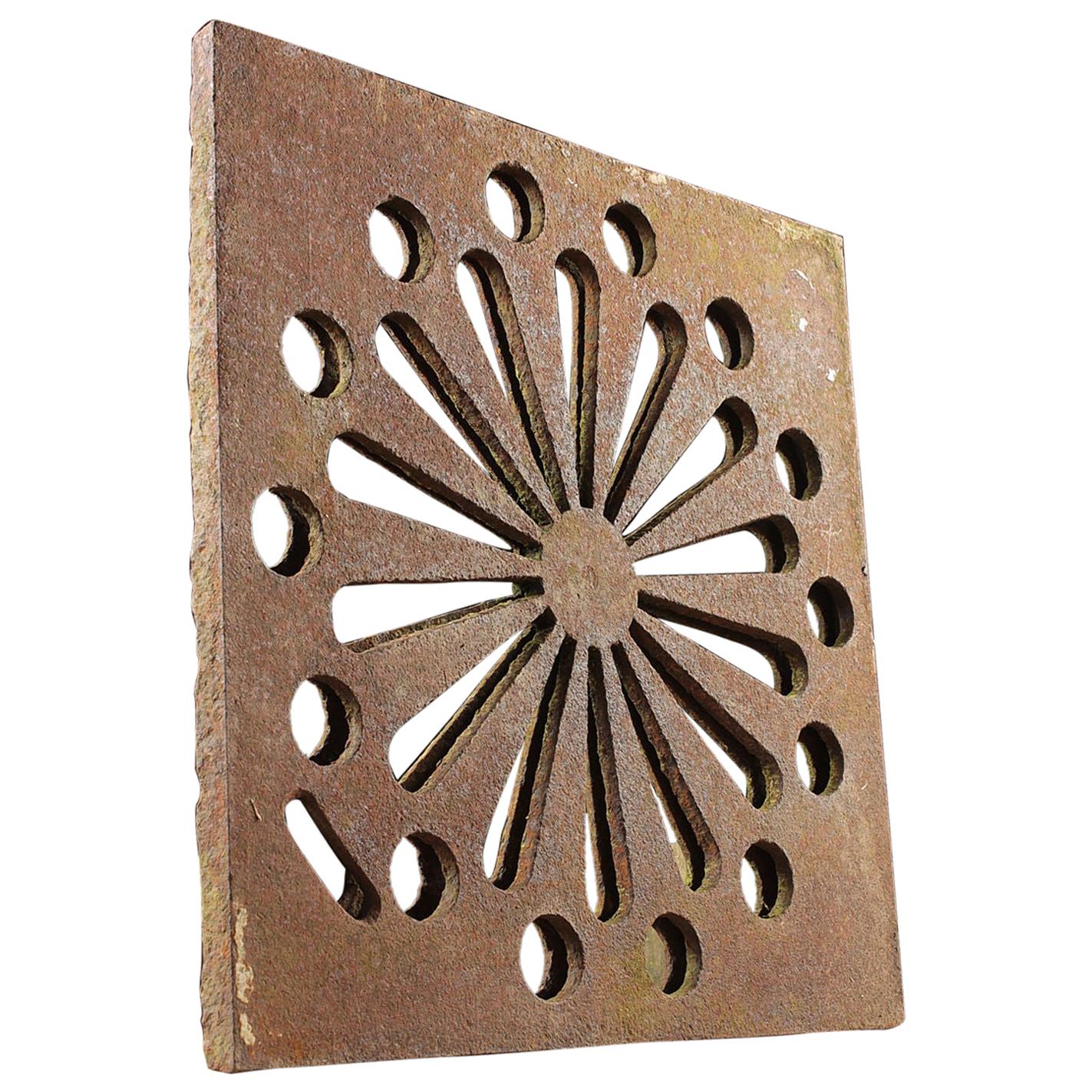 Reclaimed Square Cast Iron Decorative Plates, 20th Century For Sale