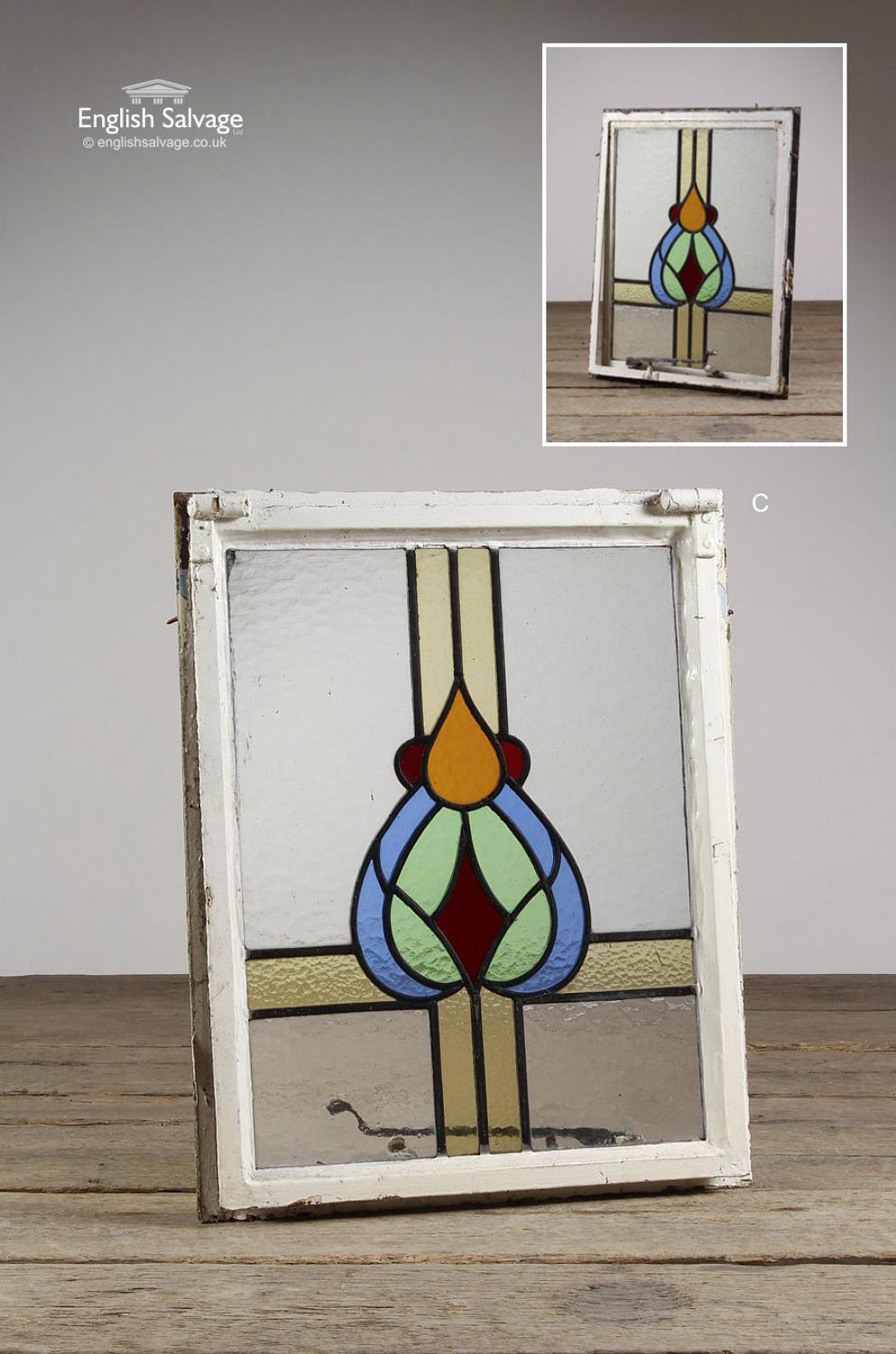 European Reclaimed Stained and Leaded Glass Windows, 20th Century For Sale