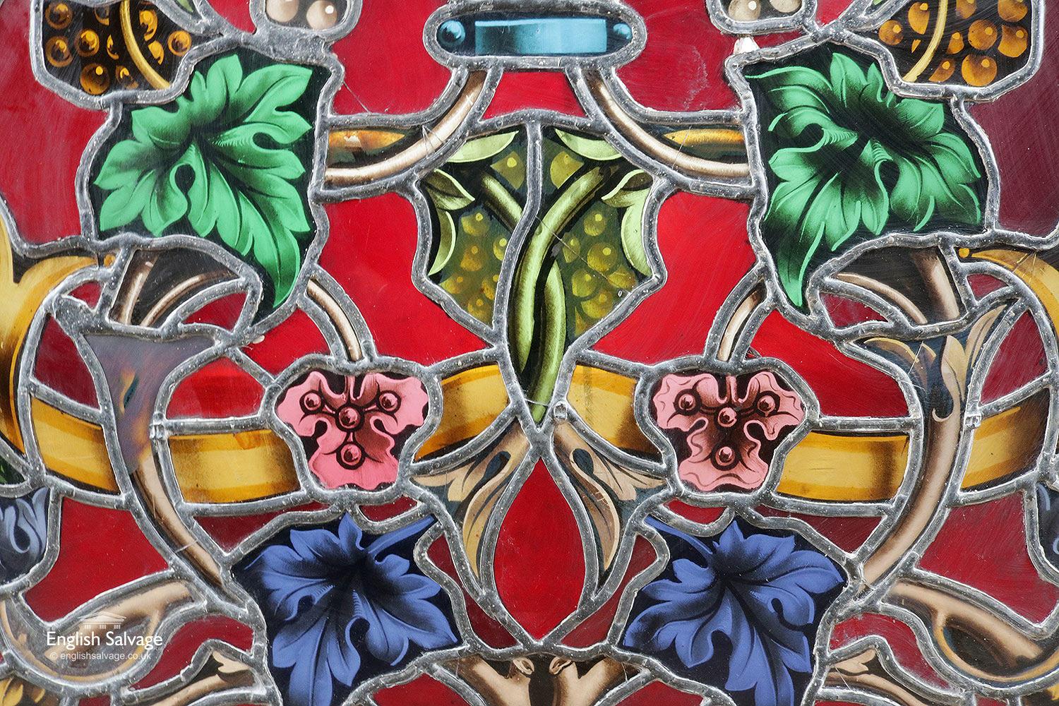 Reclaimed Stained Glass Arched Panel, 20th Century In Good Condition For Sale In London, GB