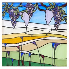 Finestra di campagna con vetrate artistiche di recupero