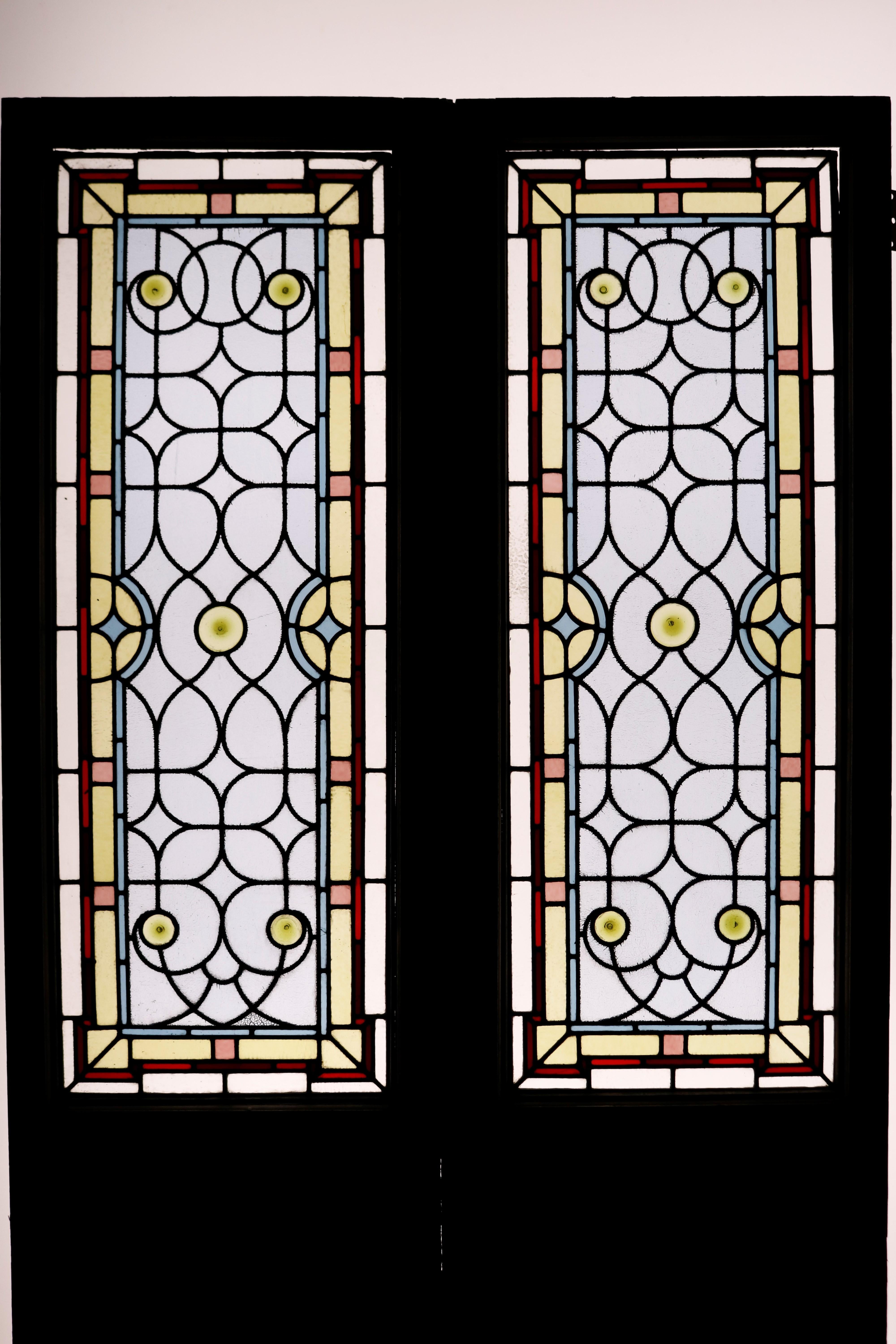 old stained glass doors