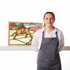 Reclaimed Stained Glass Window Depicting a Horse Rider