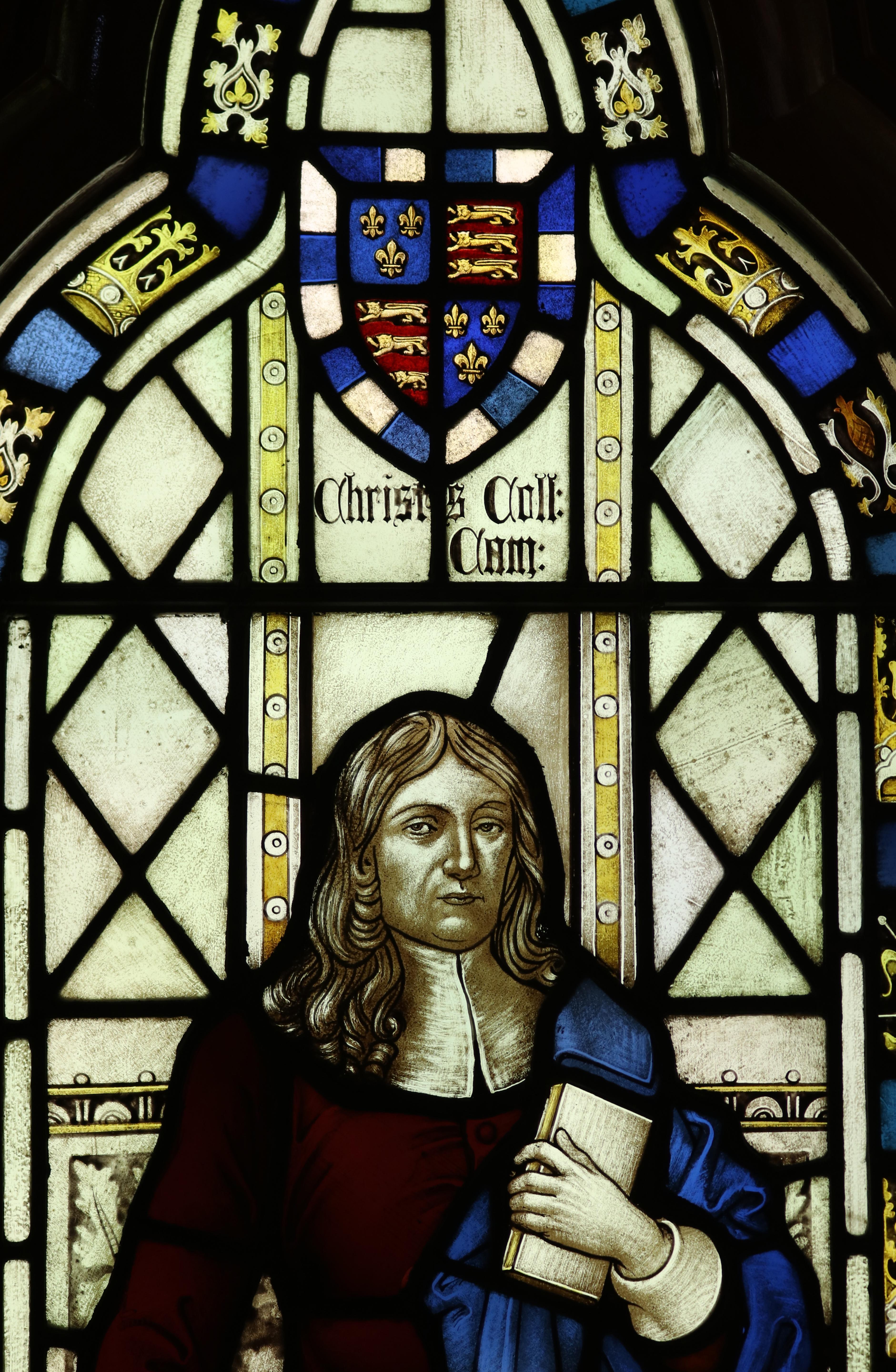 20th Century Reclaimed Stained Glass Window Depicting John Milton and John Wycliffe