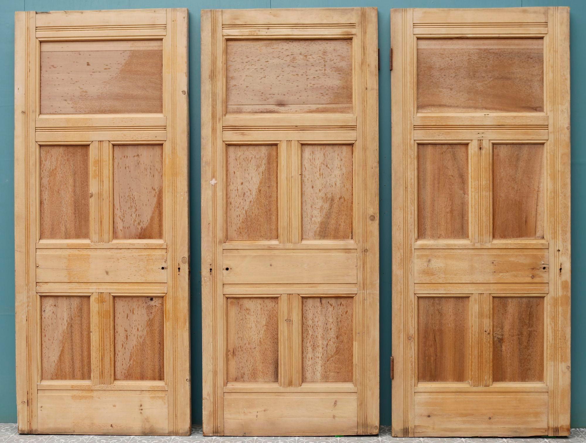 Reclaimed Stripped Pine Doors (Set of Three) In Fair Condition For Sale In Wormelow, Herefordshire