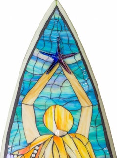 Reclaimed Surfboard Golden Mermaid Original Art