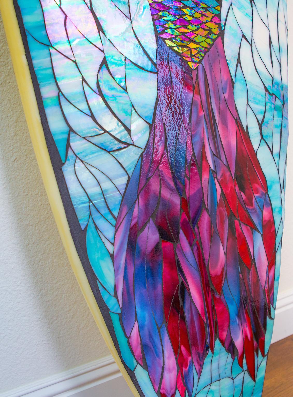 American Reclaimed Surfboard Golden Mermaid Original Art