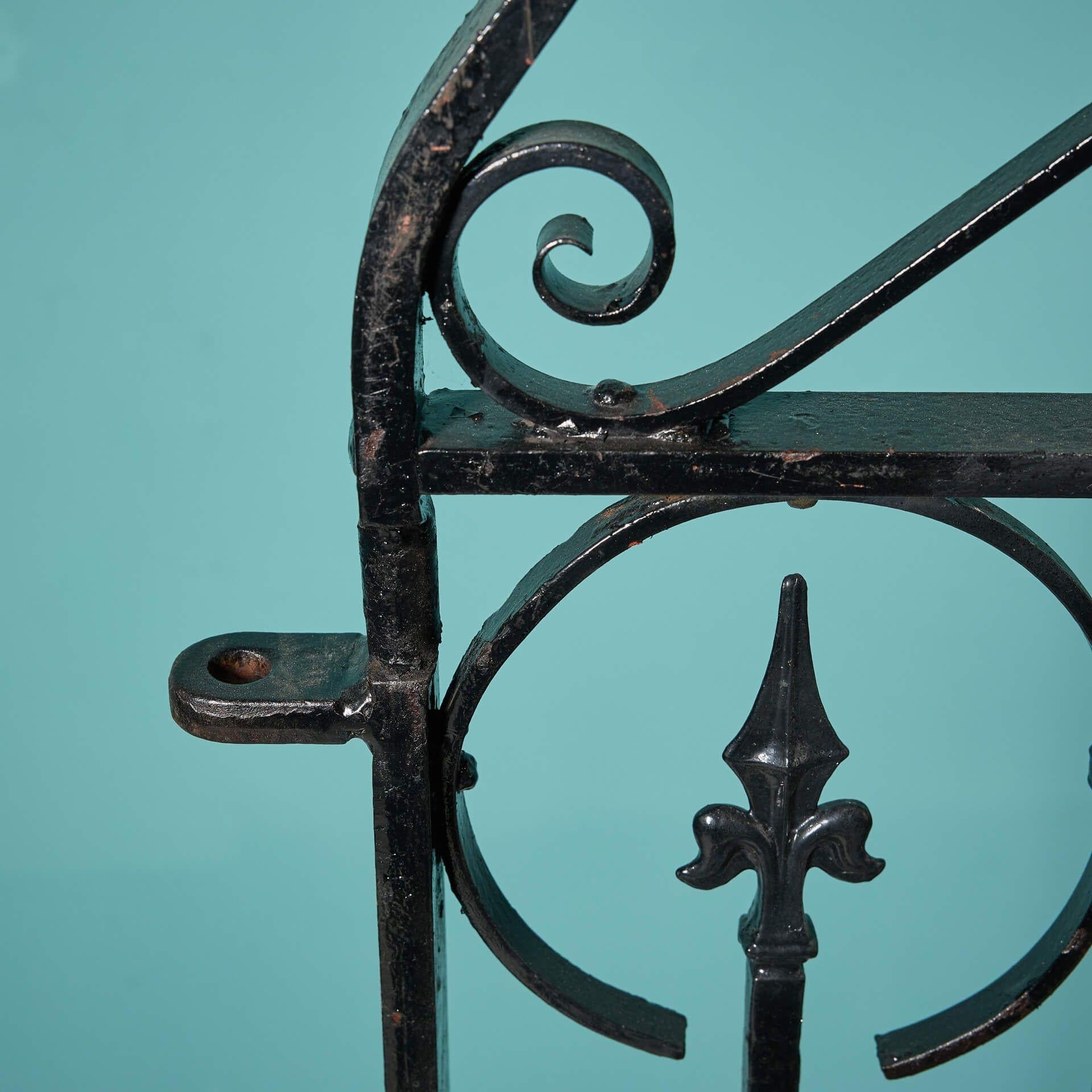 English Reclaimed Tall & Narrow Wrought Iron Side Gate For Sale