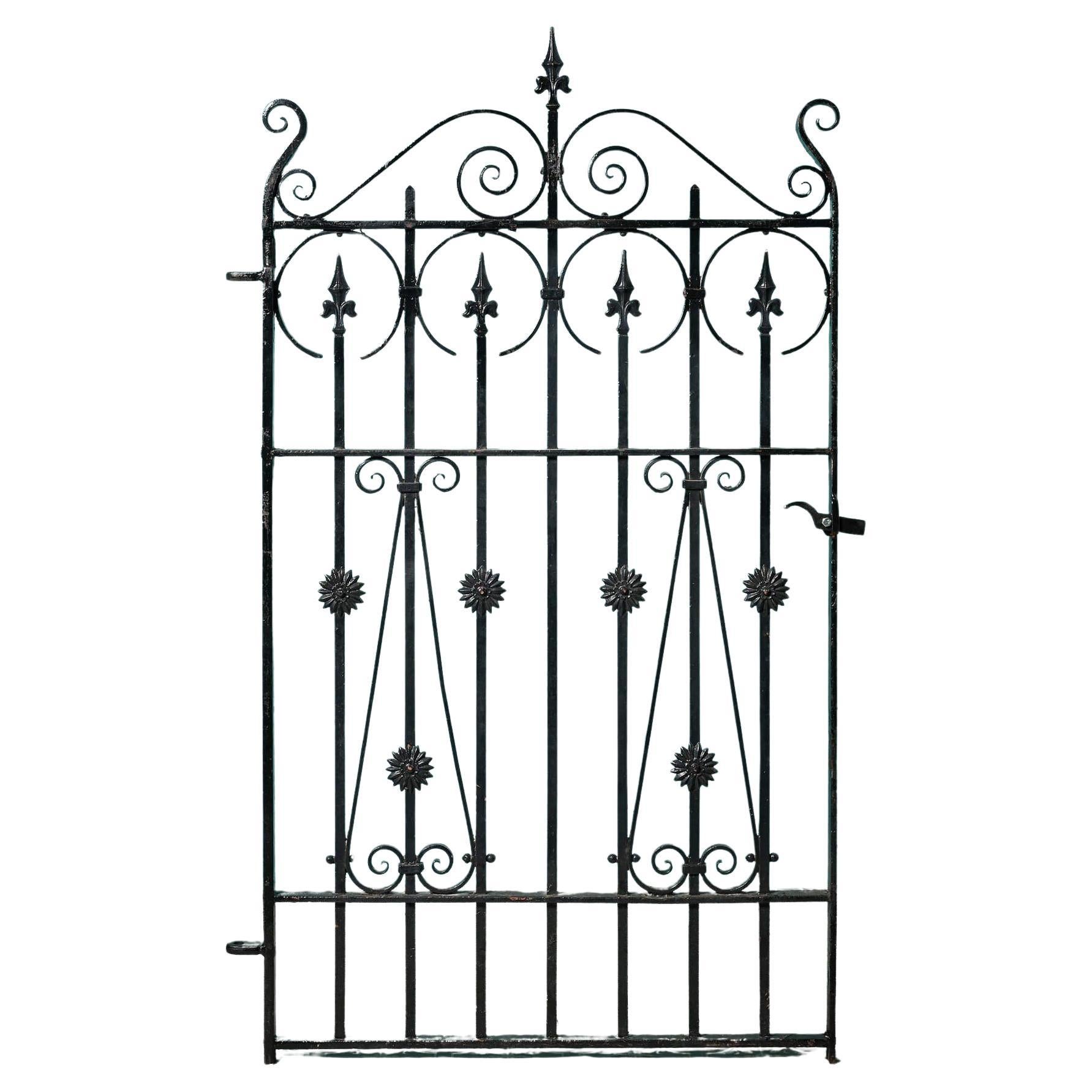 Reclaimed Tall & Narrow Wrought Iron Side Gate For Sale