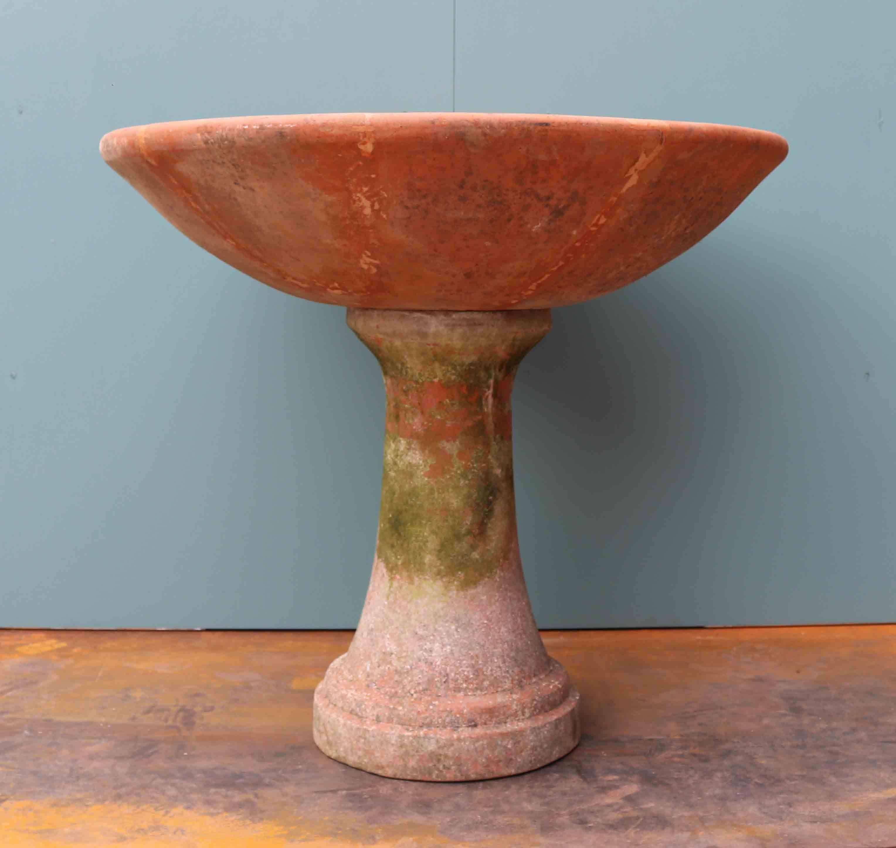 English Reclaimed Terracotta Fountain Bowl / Bird Bath