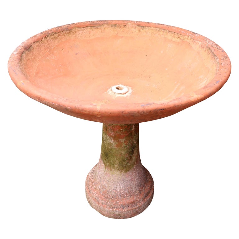 Reclaimed Terracotta Fountain Bowl / Bird Bath at 1stDibs