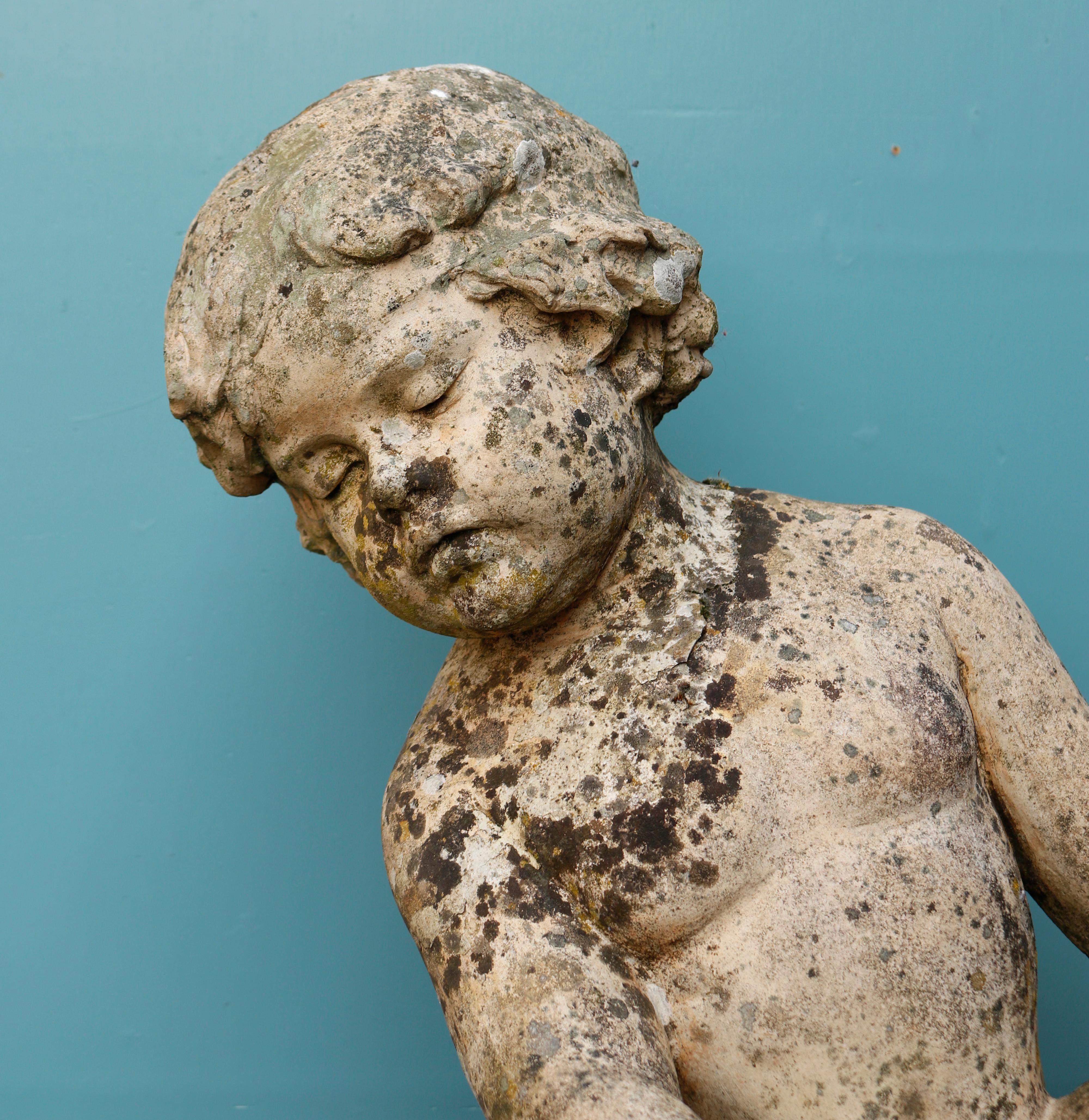 Reclaimed Terracotta Fountain Statue, Boy with Water Pitcher For Sale